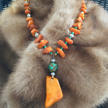 Antique Baltic Amber and Tibetan turquoise necklace