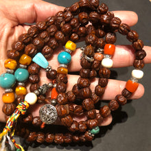 Genuine Old Cacumen Platycladi (Baixiang) Bodhi Seeds Tibetan Mala with Tibetan Turquoise
