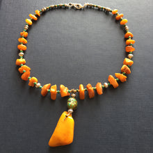 Antique Baltic Amber and Tibetan turquoise necklace