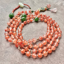 NanHong Icy-Float Agate and Nephrite  Jade Mala Necklace