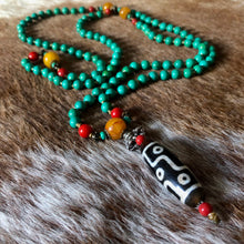 Genuine Vintage Turquoise and Dzi bead Mala Necklace