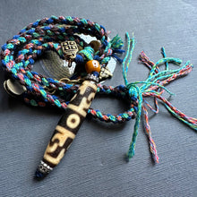 Tibetan Dzi bead with Handmade Cord Necklace