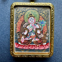 Genuine Angelskin Coral and Hand-painted “White Tara” Thangka  Mala Necklace