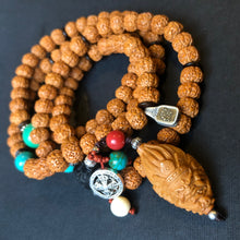 Rudraksha Bodhi Seeds Tibetan Mala with Date Pit Pendant