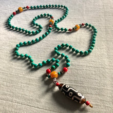 Genuine Vintage Turquoise and Dzi bead Mala Necklace