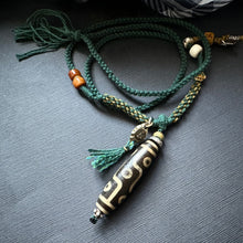 Tibetan Dzi bead with Handmade Cord Necklace
