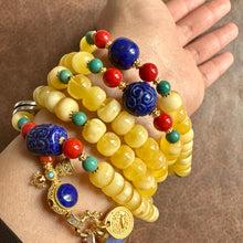 Custom-Order Genuine Amber 9mm Beads Tibetan Mala Necklace