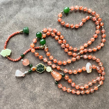 NanHong Icy-Float Agate and Nephrite  Jade Mala Necklace