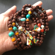 Genuine Old Cacumen Platycladi (Baixiang) Bodhi Seeds Tibetan Mala with Tibetan Turquoise