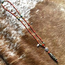 Genuine Antique Tibetan Red Coral with Dzi Mala Necklace
