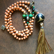 Genuine Antique Tibetan Coral and Old Dzi Beads Mala Necklace