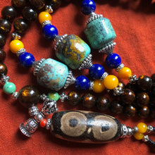 Genuine Tibetan Black Golden Coral and Dzi Mala Necklace