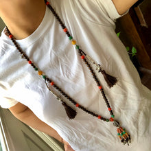 Genuine Tibetan Black Golden Coral and Old Dzi Mala Necklace