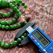 Green Nephrite Jade and NanHong Icy-Float Agate Mala Necklace