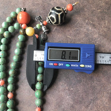 Genuine Antique Tibetan Turquoise, Coral and Dzi bead Mala Necklace