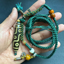 Tibetan Dzi bead with Handmade Cord Necklace