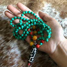 Genuine Vintage Turquoise and Dzi bead Mala Necklace