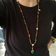 Old Star-Moon Bodhi Seeds Tibetan Mala with Tibetan Turquoise