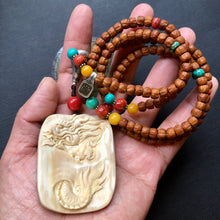 Tibetan Cypress (Baixiang) Bodhi Seeds Tibetan Mala with Dragon Pendant