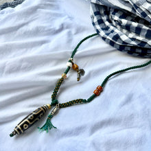 Tibetan Dzi bead with Handmade Cord Necklace