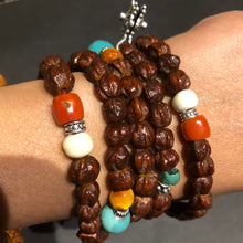 Genuine Old Cacumen Platycladi (Baixiang) Bodhi Seeds Tibetan Mala with Tibetan Turquoise