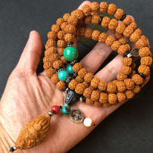 Rudraksha Bodhi Seeds Tibetan Mala with Date Pit Pendant