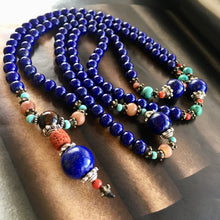 Vintage Lapis Lazuli Tibetan Mala Necklace