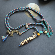 Tibetan Dzi bead with Handmade Cord Necklace