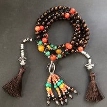 Genuine Tibetan Black Golden Coral and Old Dzi Mala Necklace