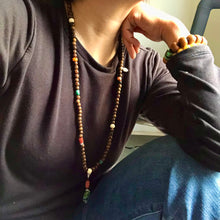 Old Star-Moon Bodhi Seeds Tibetan Mala with Tibetan Turquoise
