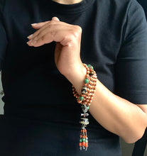 Genuine Antique Tibetan Coral and Old Dzi Mala Necklace