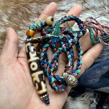 Tibetan Dzi bead with Handmade Cord Necklace