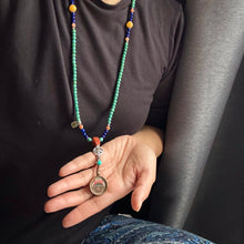 Genuine Hubei Turquoise Mala Necklace with Zakiram Thangka Pendant