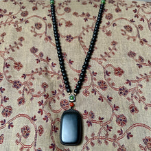 Fine Black Nephrite Jade Beads and Pendant Necklace