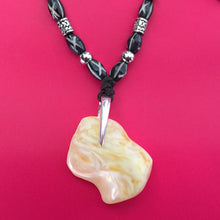 Large White-Yellow Baltic Amber Pendant Earth Necklace