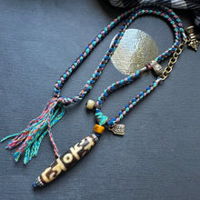 Tibetan Dzi bead with Handmade Cord Necklace
