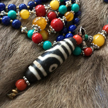 Lapis Lazuli and Old Dzi bead Tibetan Mala Necklace