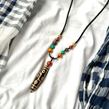 Vintage Nine-Eyes Dzi Bead Amulet Necklace