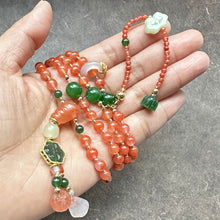 NanHong Icy-Float Agate and Nephrite  Jade Mala Necklace