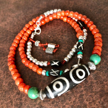 Genuine Tibetan Red Coral and Dzi Bracelet/Necklace