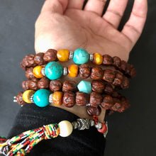 Genuine Old Cacumen Platycladi (Baixiang) Bodhi Seeds Tibetan Mala with Tibetan Turquoise