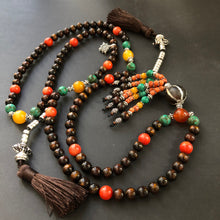 Genuine Tibetan Black Golden Coral and Old Dzi Mala Necklace