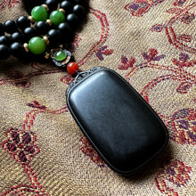 Fine Black Nephrite Jade Beads and Pendant Necklace
