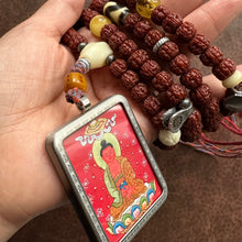 Hand-painted Amitabha Buddha Thangka on Rudraksha Bodhi Seeds Tibetan Mala