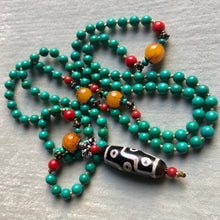 Genuine Vintage Turquoise and Dzi bead Mala Necklace