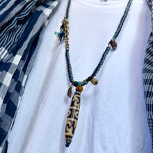 Tibetan Dzi bead with Handmade Cord Necklace