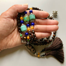 Genuine Tibetan Black Golden Coral and Dzi Mala Necklace