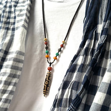 Vintage Nine-Eyes Dzi Bead Amulet Necklace