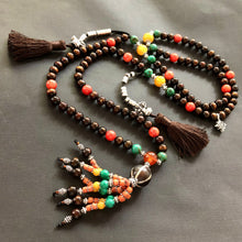 Genuine Tibetan Black Golden Coral and Old Dzi Mala Necklace