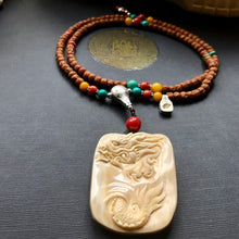 Tibetan Cypress (Baixiang) Bodhi Seeds Tibetan Mala with Dragon Pendant